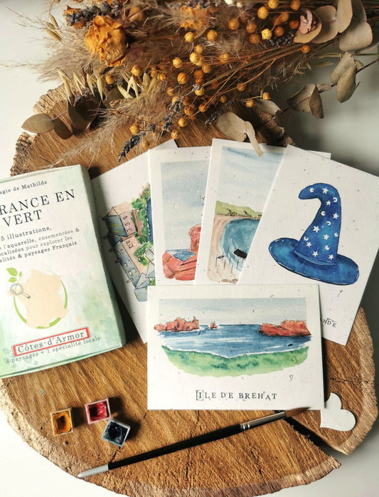 Coffret de 5 aquarelles - La Bretagne en Vert - Côtes-d'Armor