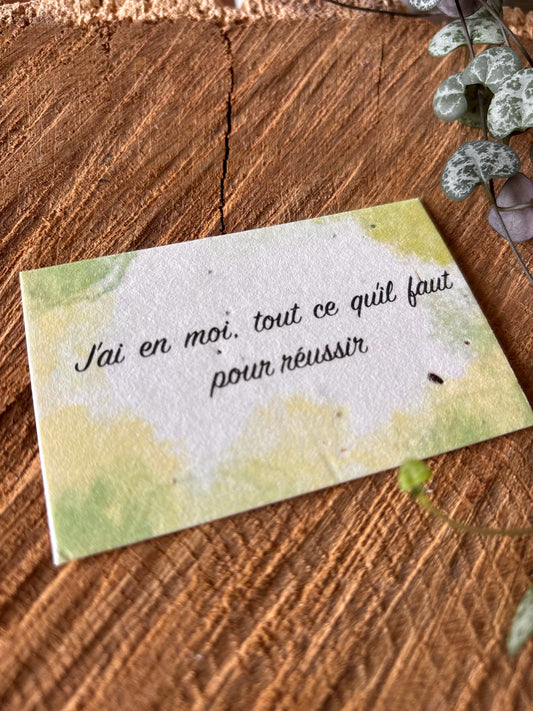 J'ai en moi tout ce qu'il faut pour réussir - 5,5x8,5cm - Carte ensemencée
