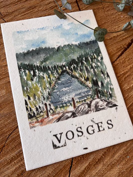Lac des corbeaux - Vosges - Carte aquarelle - 10,5x14,8cm