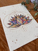 Lotus - Carte aquarelle - Illustration vibratoire - 14,8x21cm