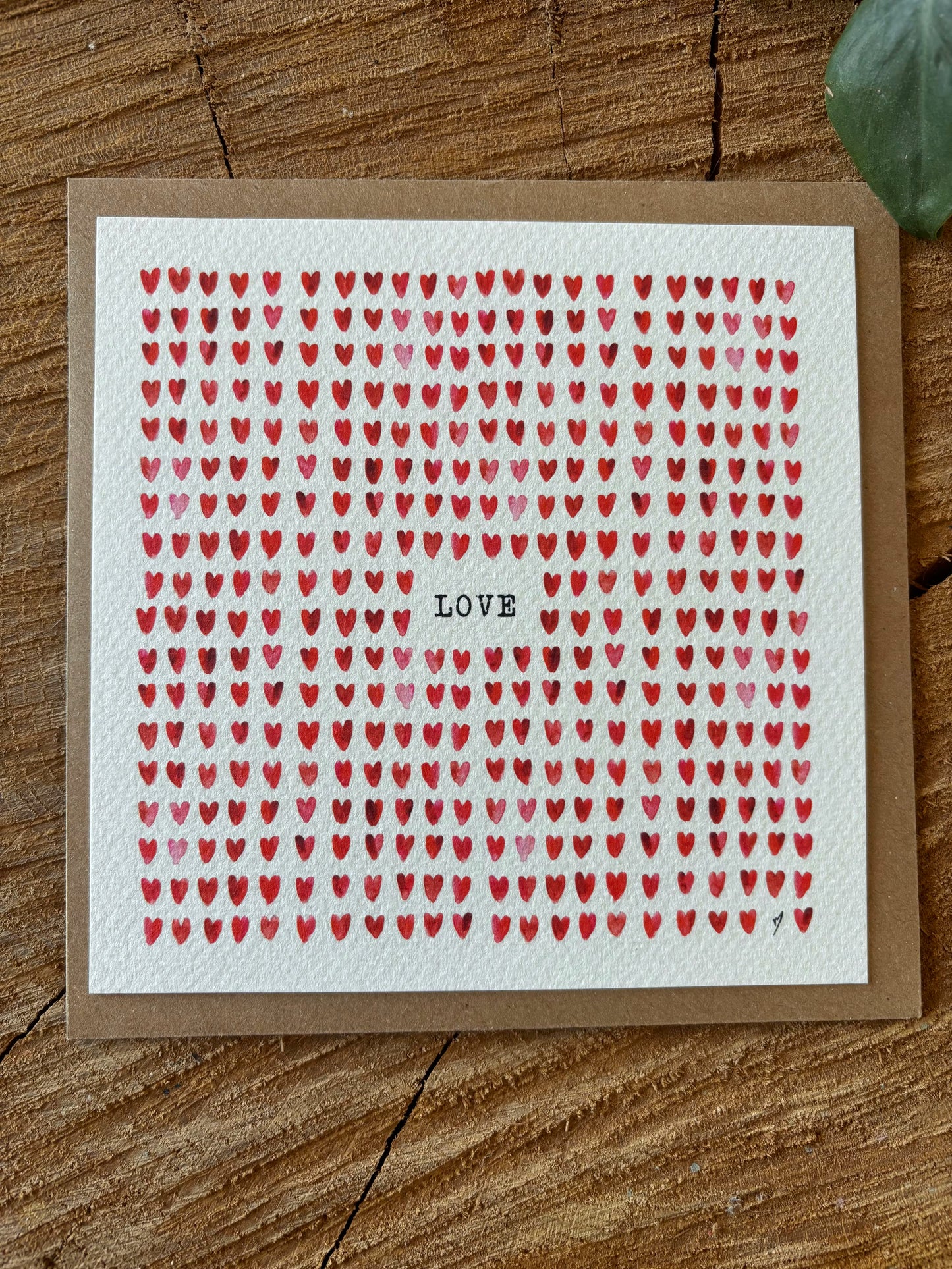 Love - Carte aquarelle - 14x14CM