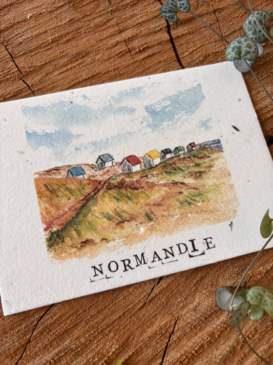 Gouville-sur-mer - Manche - Carte aquarelle - 10,5x14,8cm
