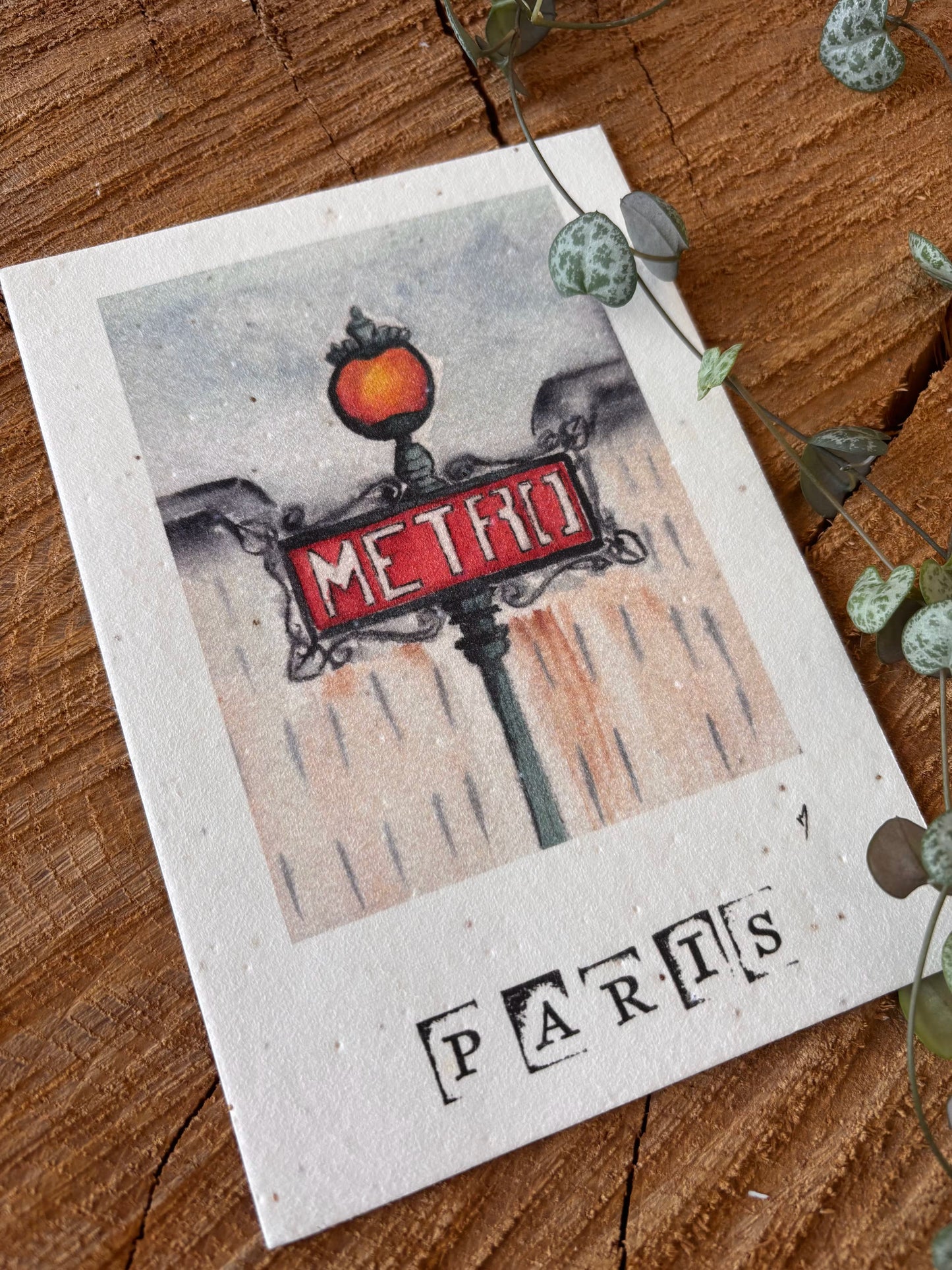 Métro - Paris - Carte aquarelle - 10,5x14,8cm