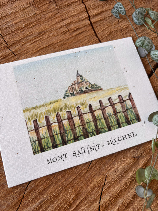 Mont-Saint-Michel - Manche - Carte aquarelle - 10,5x14,8cm