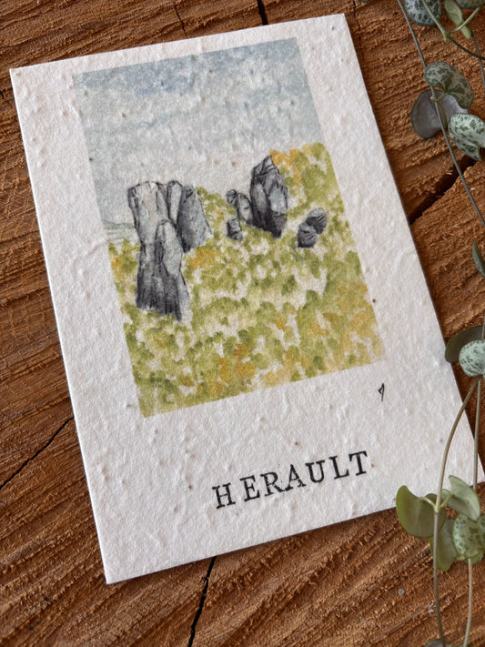 Cirque de Mourèze - Hérault - Carte aquarelle - 10,5x14,8cm