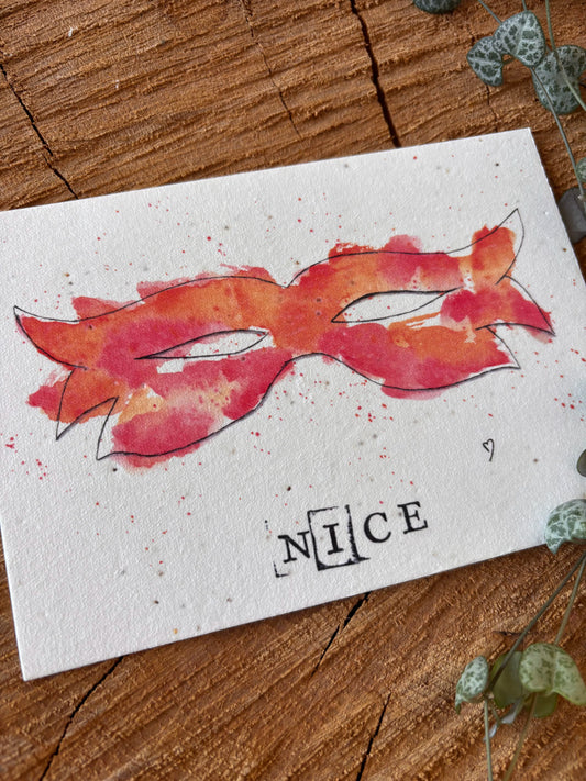 Carnaval de Nice - Alpes-Maritimes - Carte aquarelle - 10,5x14,8cm