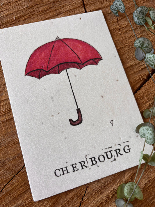 Parapluie de Cherbourg - Carte aquarelle - 10,5x14,8cm
