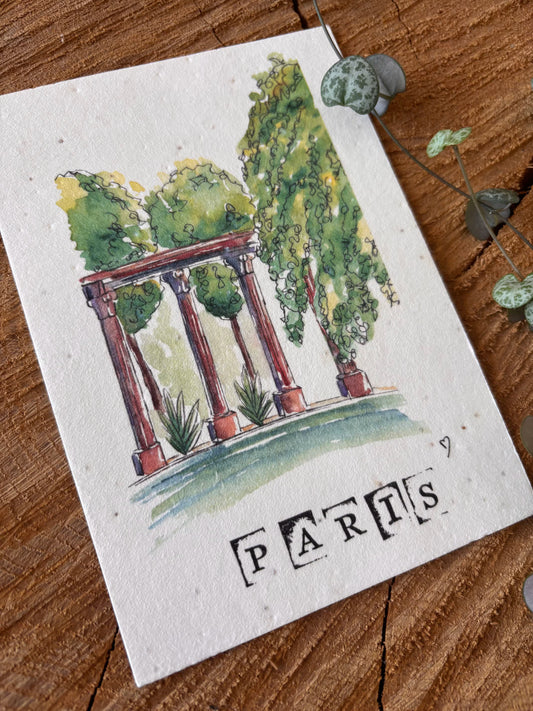 Parc Monceau - Paris - Carte aquarelle - 10,5x14,8cm