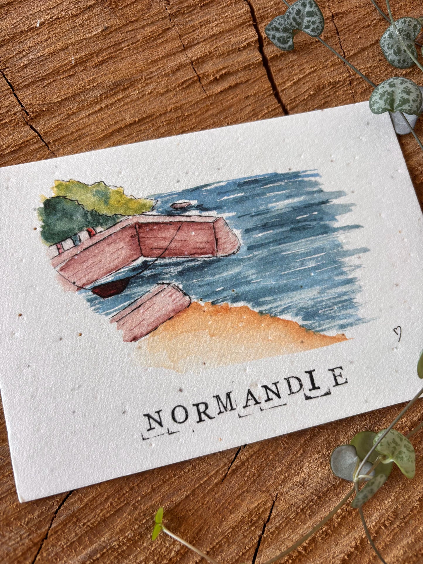Port Racine - Manche - Carte aquarelle - 10,5x14,8cm