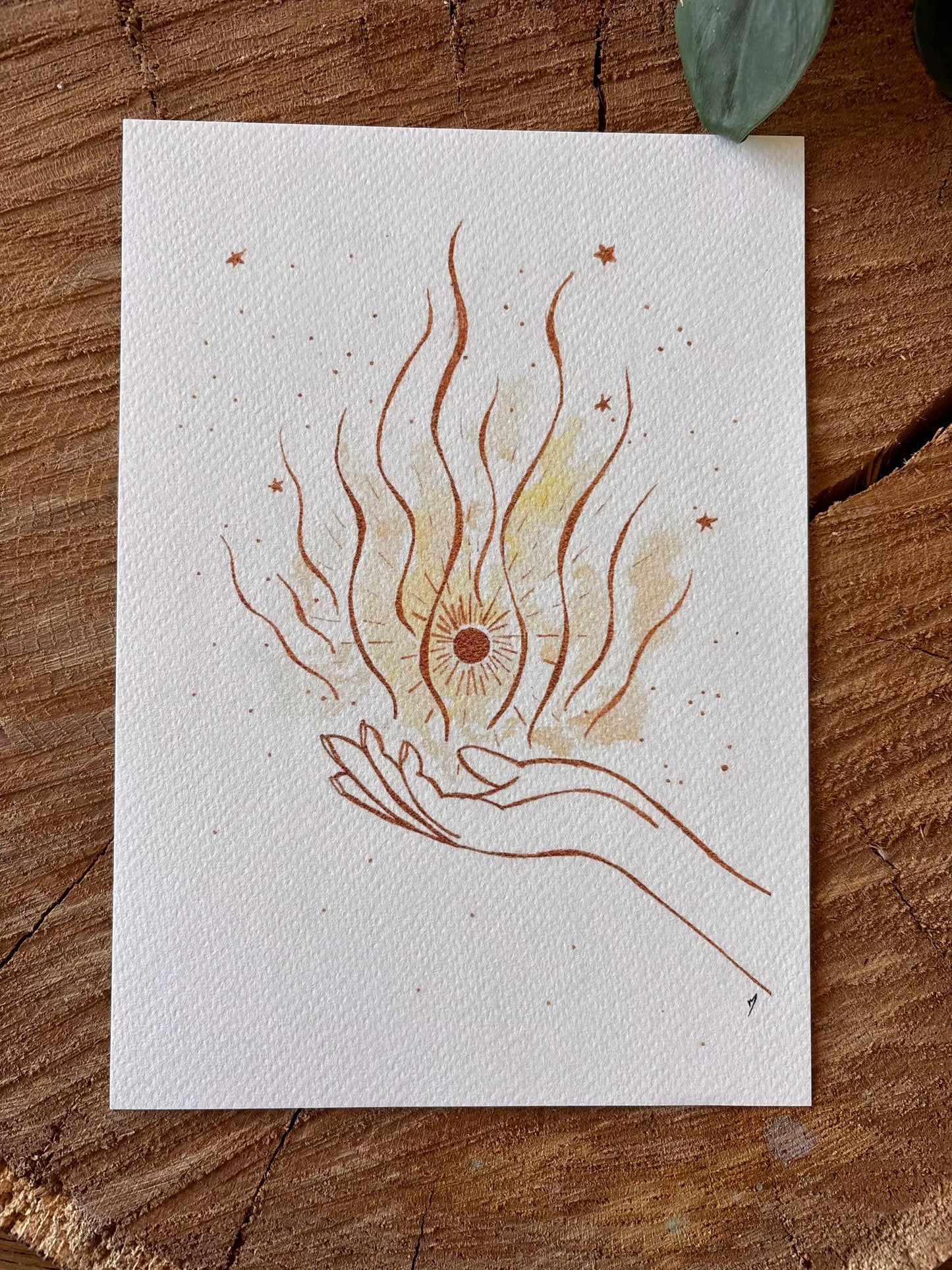 Plein pouvoir - Carte aquarelle - Illustration vibratoire - 21x14,8cm
