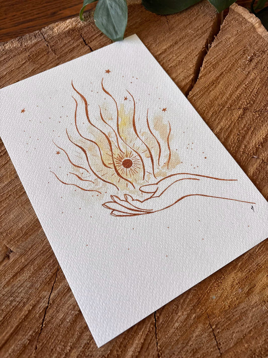 Plein pouvoir - Carte aquarelle - Illustration vibratoire - 21x14,8cm