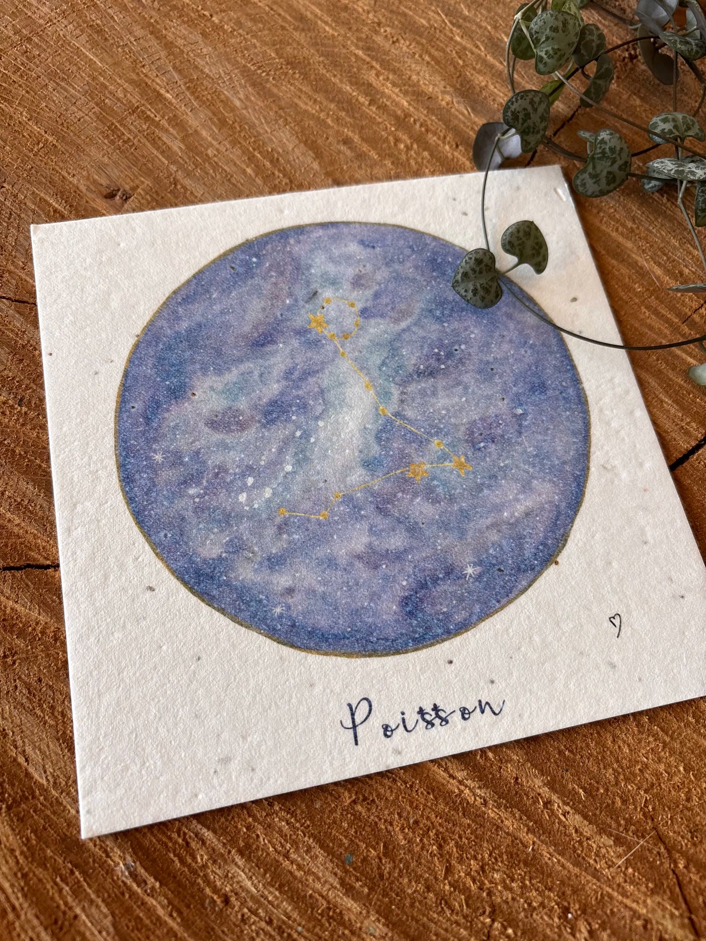 Constellation Poisson - Carte aquarelle - 14x14cm