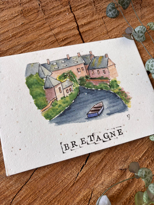 Pontrieux - Côtes d'Armor - Carte aquarelle - 10,5x14,8cm