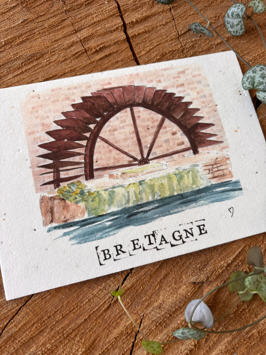 Pont-Aven - Finistère - Carte aquarelle - 10,5x14,8cm