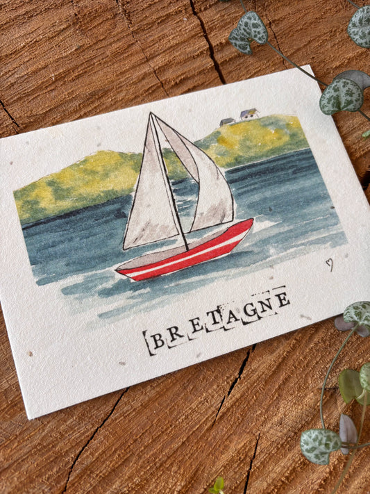 Port du Crouesty - Morbihan  - Carte aquarelle - 10,5x14,8cm