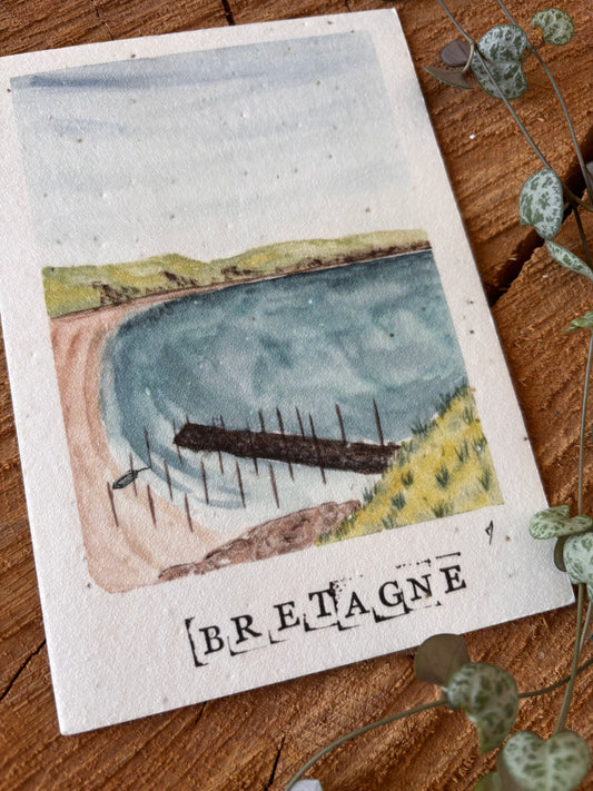 Port Gwin Zegal - Côtes d'Armor - Carte aquarelle - 10,5x14,8cm
