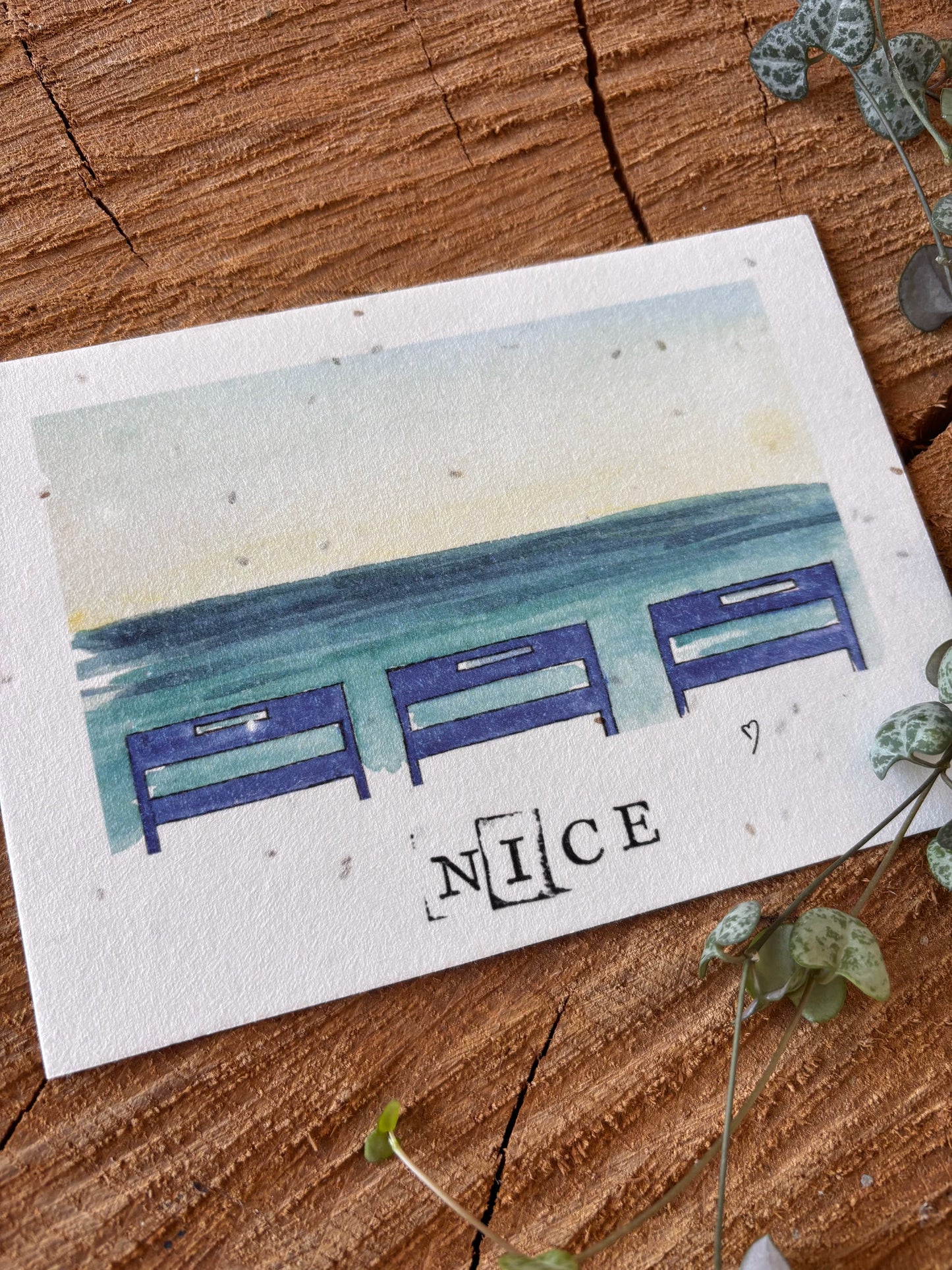 Promenade des Anglais - Alpes-Maritimes - Carte aquarelle - 10,5x14,8cm