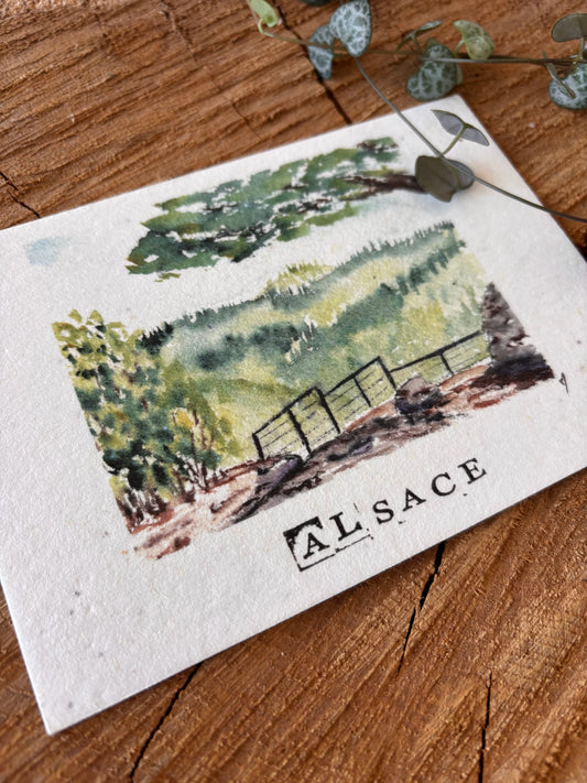Rocher Sainte-Richarde - Bas-Rhin - Carte aquarelle - 10,5x14,8cm