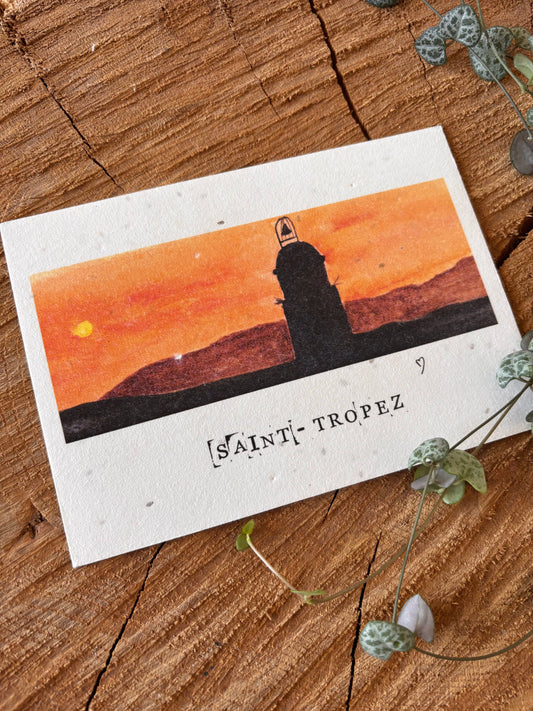 Saint-Tropez - Var - Carte aquarelle - 10,5x14,8cm