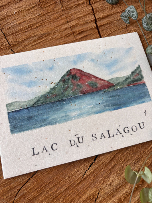 Lac du Salagou - Hérault - Carte aquarelle - 10,5x14,8cm