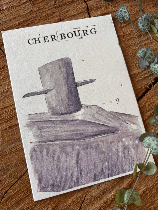 Le redoutable - Cherbourg - Carte aquarelle - 10,5x14,8cm