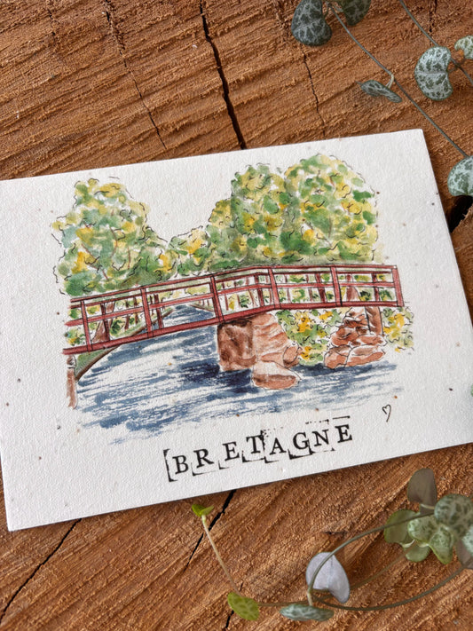 Gorges du Stangala - Finistère - Carte aquarelle - 10,5x14,8cm