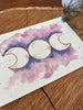 Triple lune - Carte aquarelle - Illustration vibratoire - 14,8x21cm