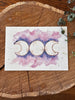Triple lune - Carte aquarelle - Illustration vibratoire - 14,8x21cm