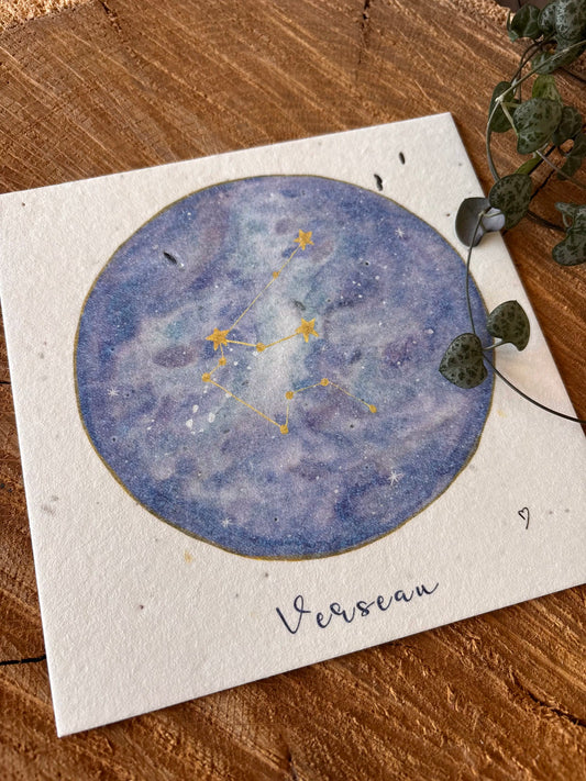 Constellation Verseau - Carte aquarelle - 14x14cm