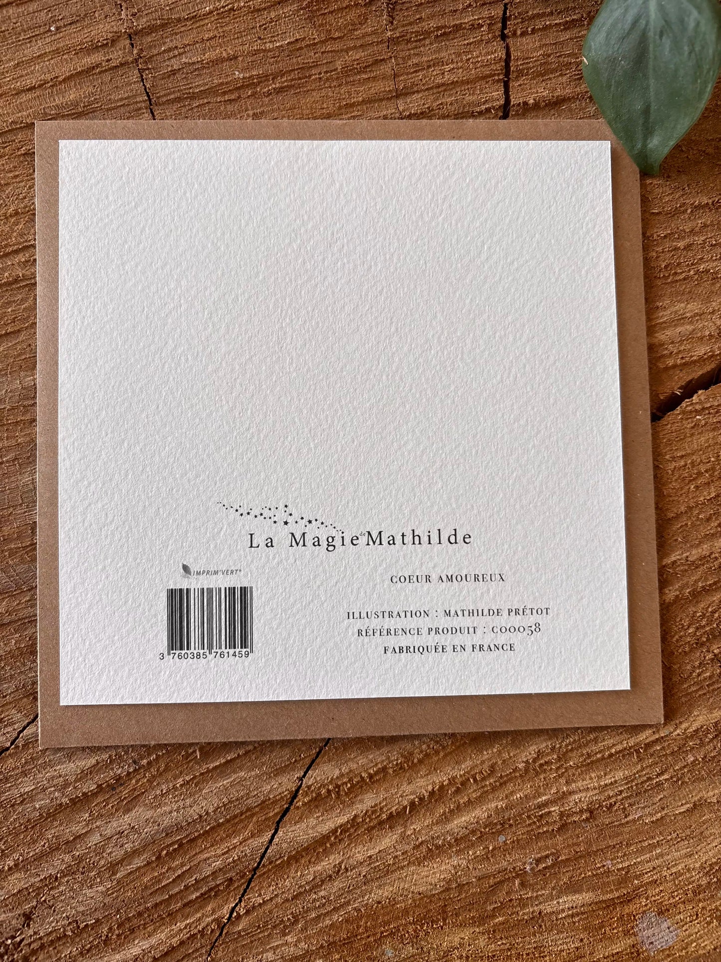 Coeur amoureux - Carte aquarelle - 14x14cm