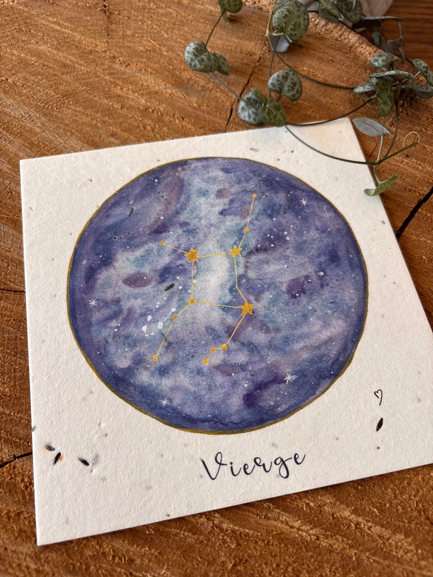 Constellation Vierge - Carte aquarelle - 14x14cm