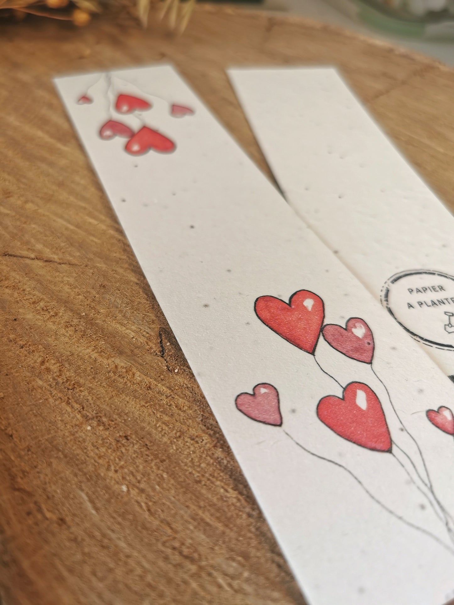 Marque-page ensemencé - Ballon coeur - 5x21cm